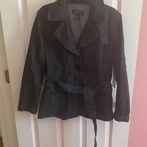 Baccini Women's Dark Black Belted Trench Coat